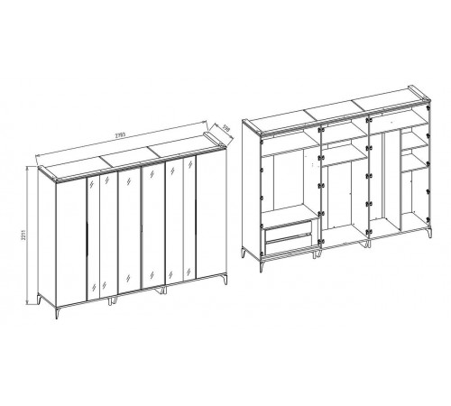Шестистворчатый шкаф Лоретто (Loretto) LORET-34