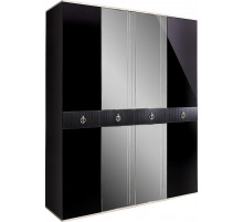 Четырехстворчатый шкаф для одежды с зеркалом Rimini Solo РМШ1/4 (s) (черный)